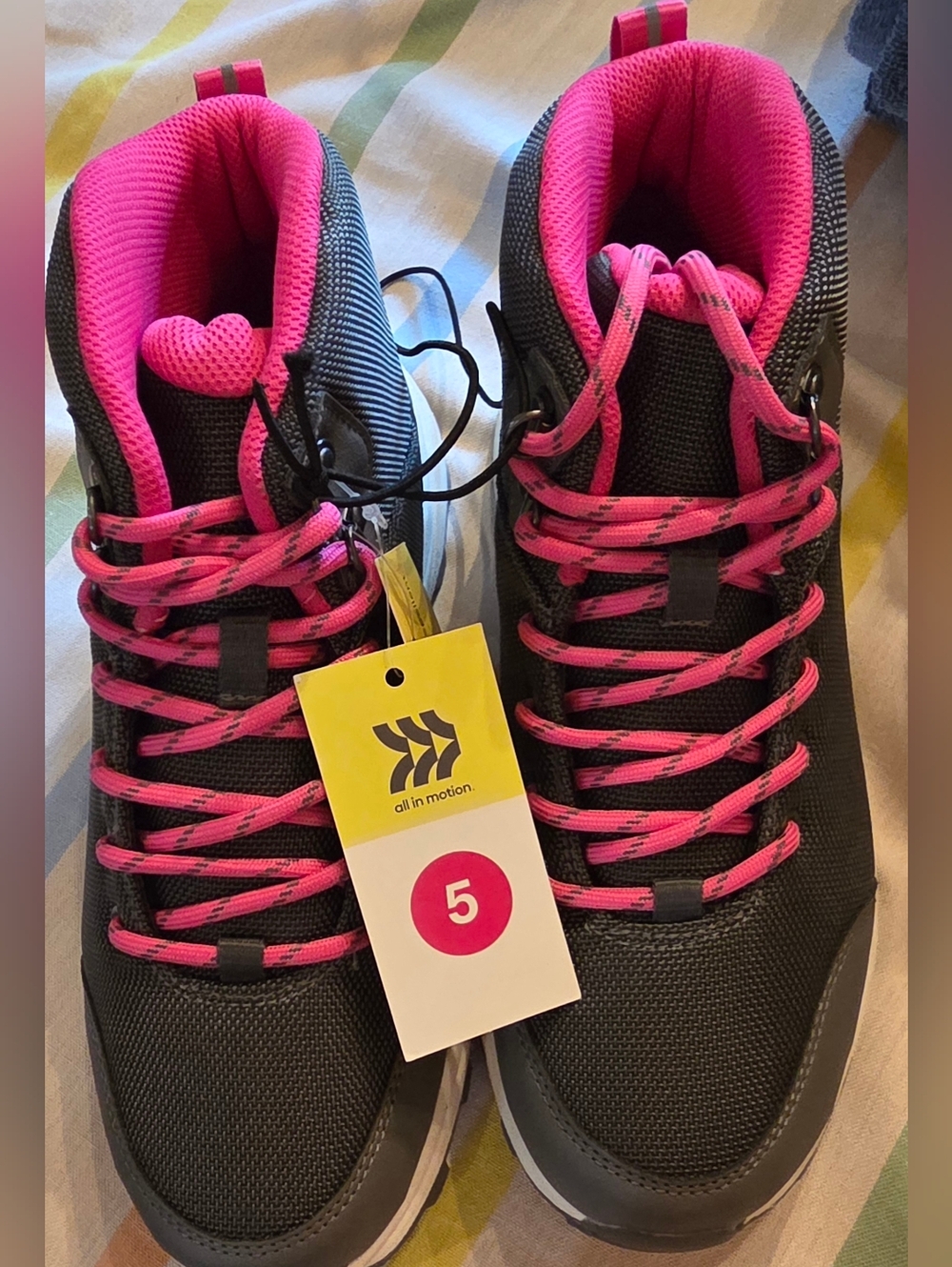 NWT! all in motion Womens/ Girls Black and Hot Pink High-Top Athletic Sneakers